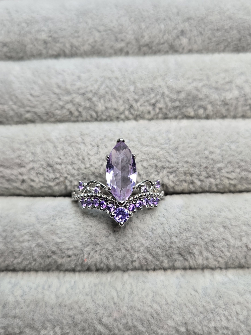 Size 7 Ring Bomb Party Charmed I'm Sure" RBP3969 Light Amethyst Rhodium Plated